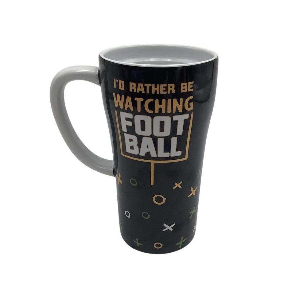 "I'd Rather Be Watching Football" Black Ceramic Mug 16 oz